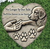 Heart-Shaped Resin Pet Memorial Stone with Engraved Dog & Paw Prints